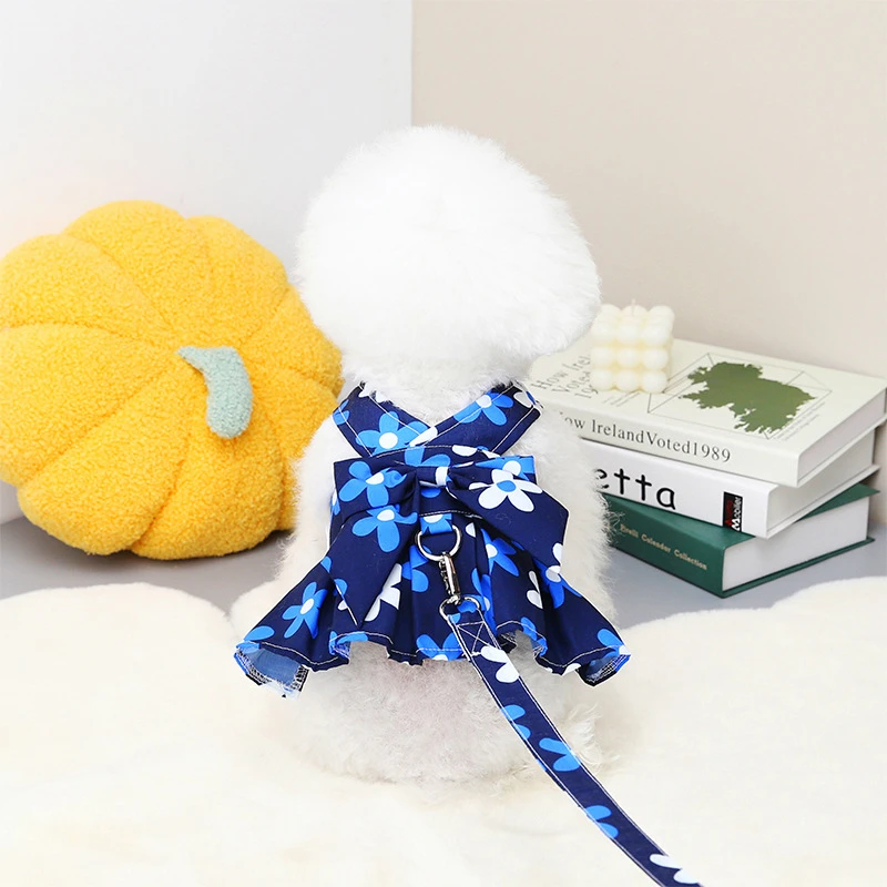 狗狗衣服夏季带牵引绳胸背裙子宠物小型犬泰迪博美裙子可爱公主裙
