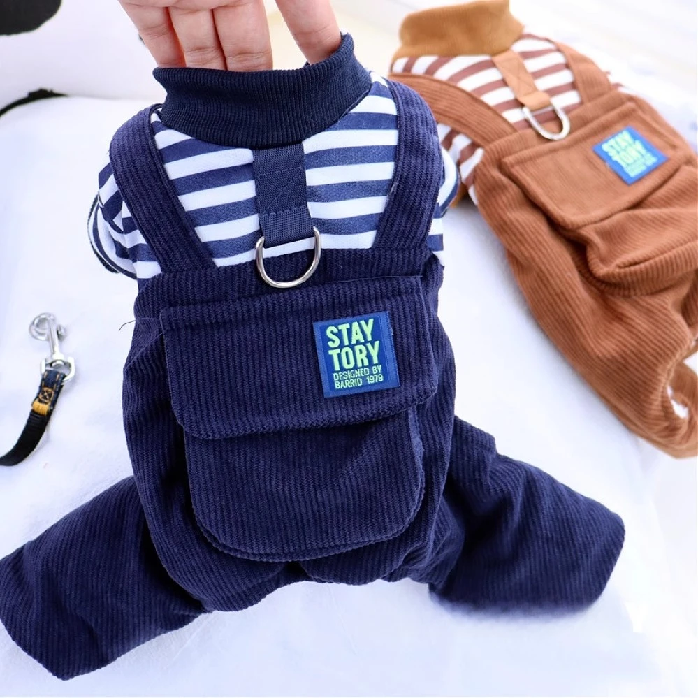 宠物狗狗灯芯绒四腿棉服加厚冬款泰迪比熊小型犬冬季加绒四脚棉衣