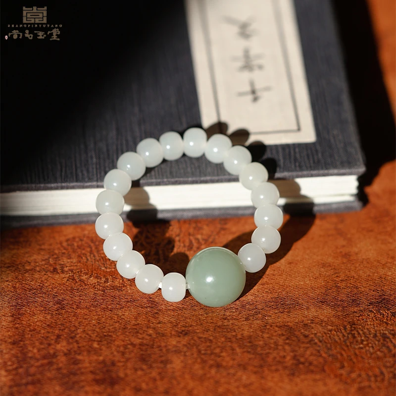 尚品玉堂【专注品质】苏工新疆和田玉白玉老型手捻串圆珠