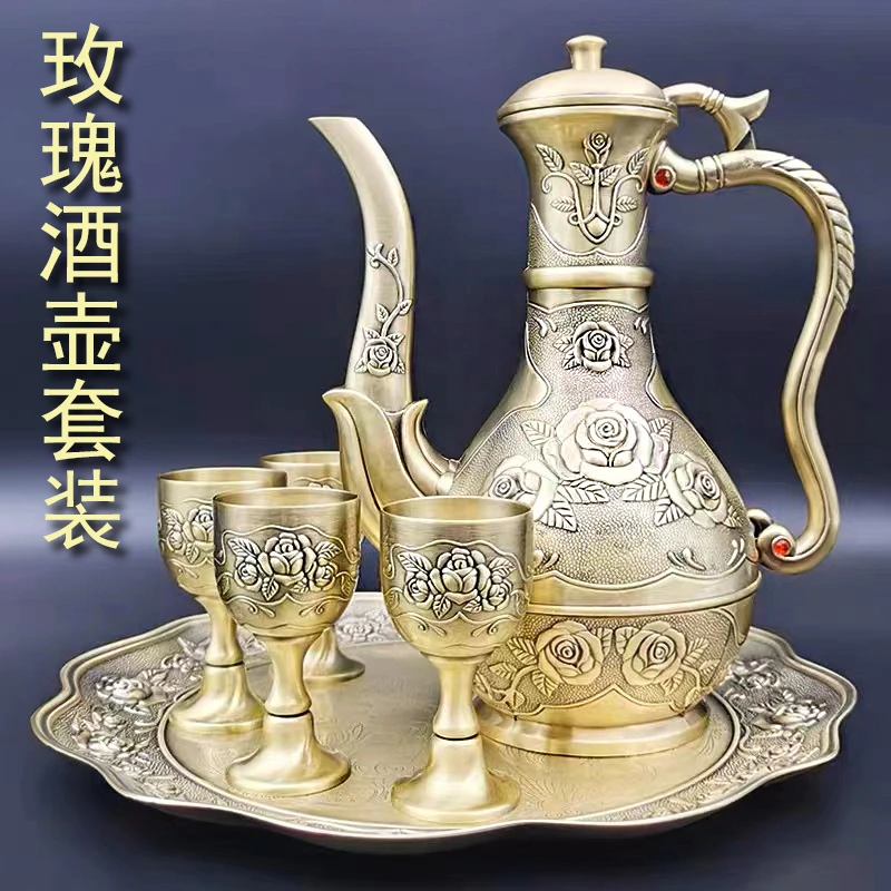 家用老式酒壶套装高档玫瑰白酒黄酒仿古酒具分酒器