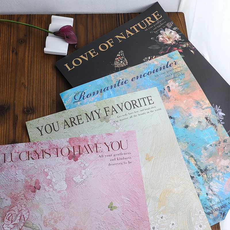 【束漫花艺】熙梦花园油画风鲜花包装纸花束包花艺术氛围纸花艺资材