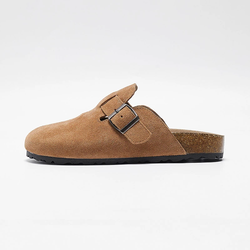 【qianqian】氛围感~原包头真皮扣带休闲厚底勃肯拖鞋