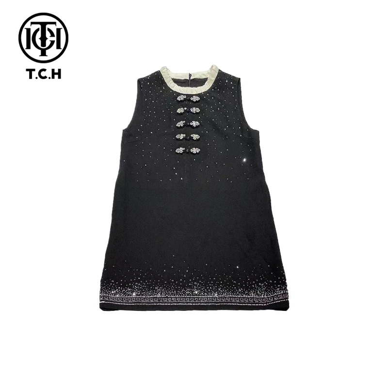 潮牌-T.C.H/新中式2025春夏新款气质时尚黑色连衣裙T72B30E9020