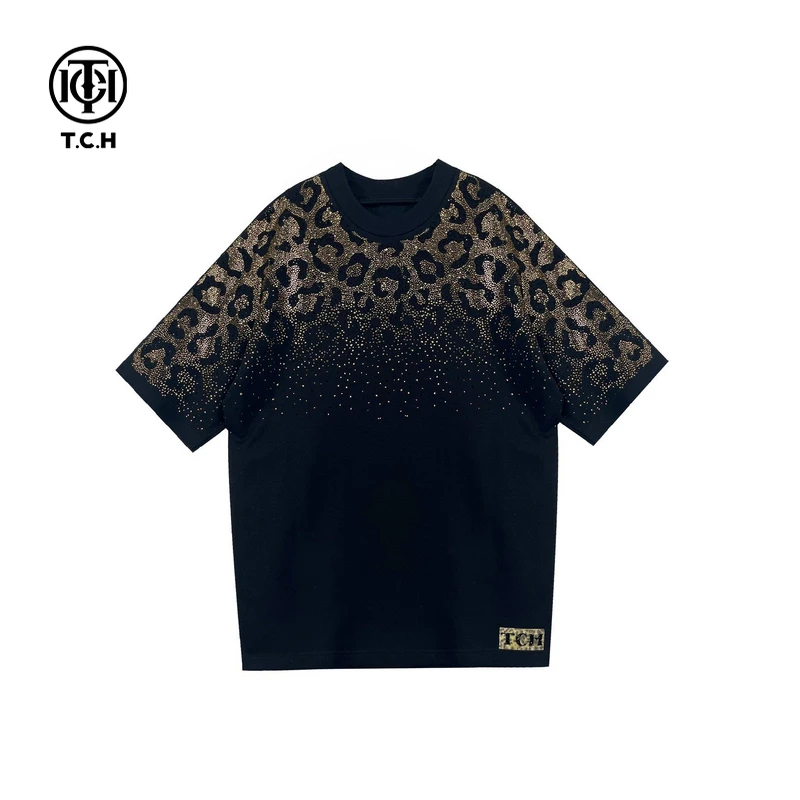 TCH轻奢烫钻工艺重工圆领气质时尚百搭T恤男女T72C106040私服tch