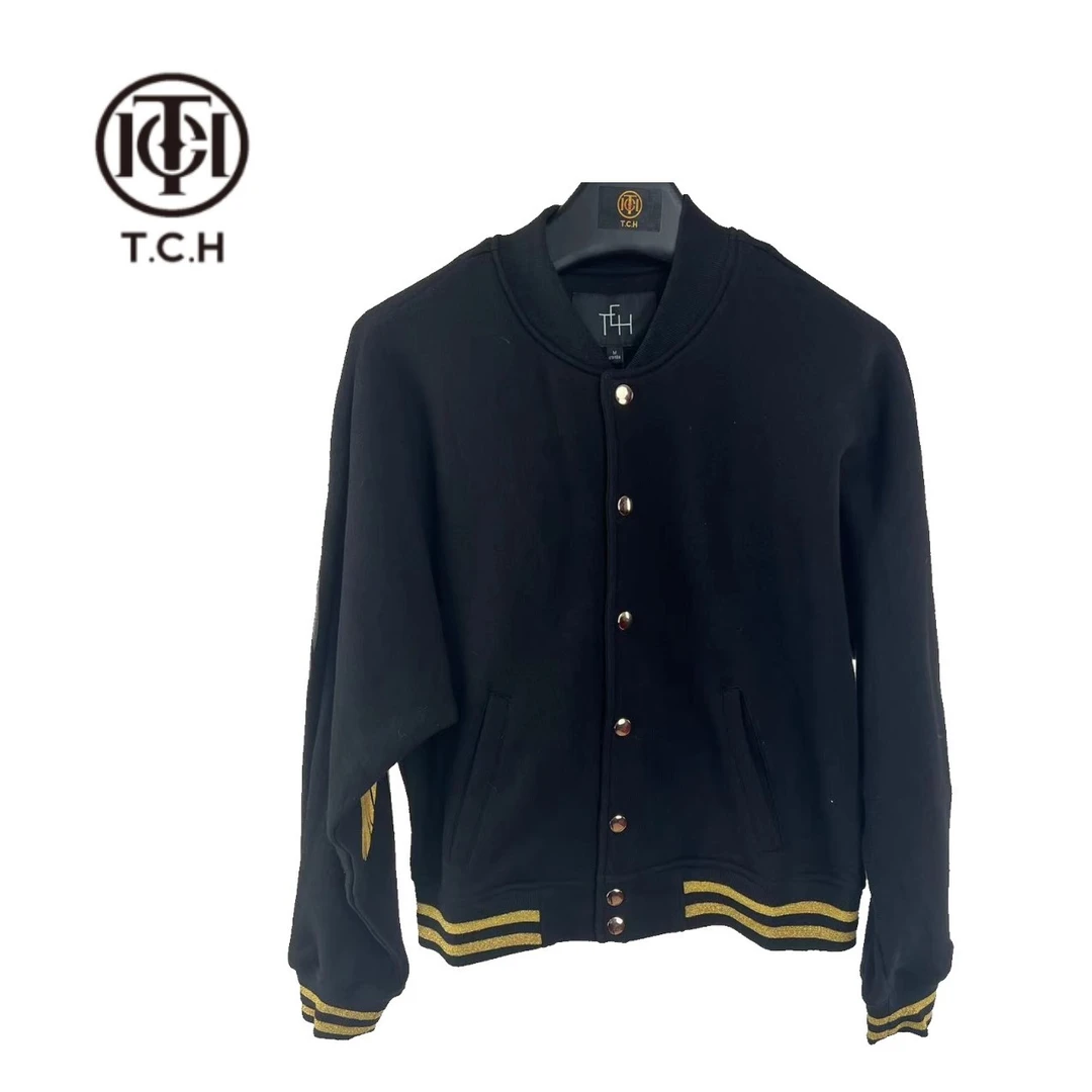 轻奢-TECHNO CHILLOUT HOUSE潮牌翅膀烫金黑色夹克T66C27B8799