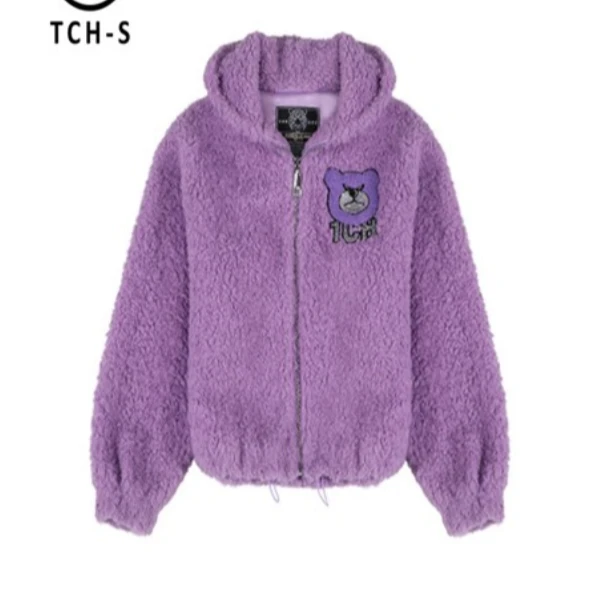 男装-潮牌冬季新款时尚休闲加厚保暖紫色毛毛外套S66D276001