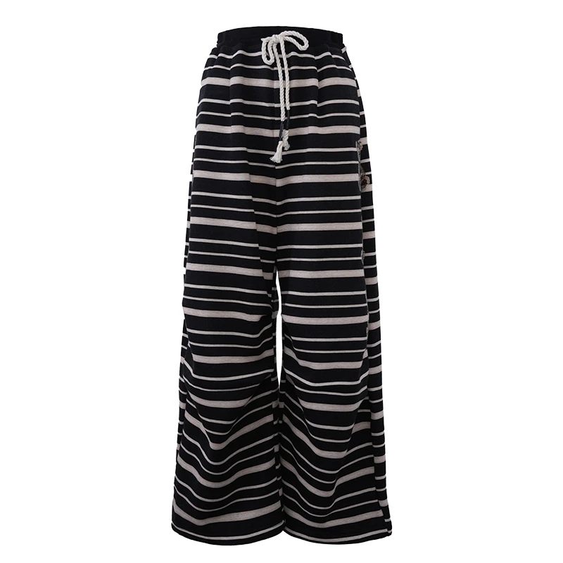 轻奢-TCH潮牌条纹洋气小熊烫钻黑色加绒加厚长裤T72C20E5077A