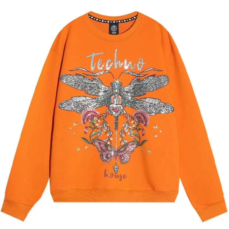 男装-TECHNOCHILLOUTHOUSE潮牌橙色套头洋气卫衣T21311C6018