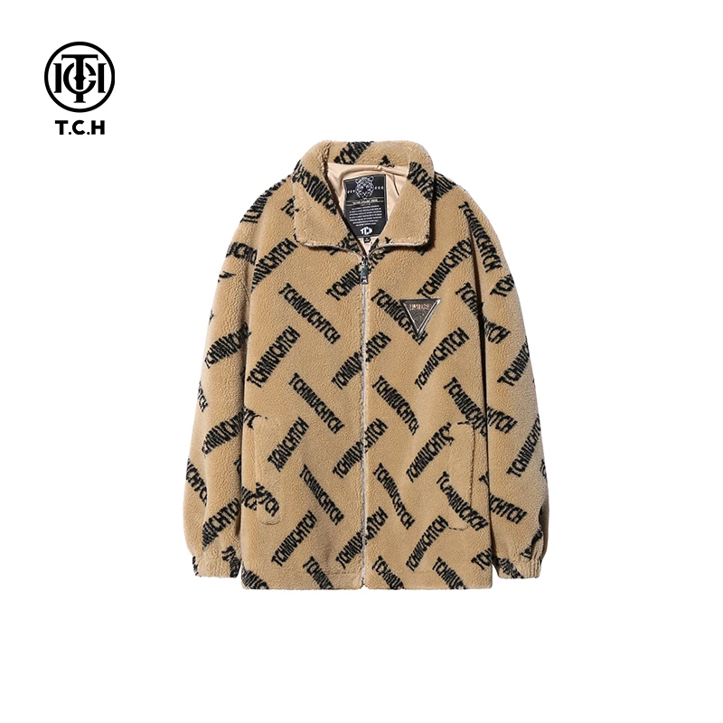 爆款-TCH潮牌咖色手工高定烫钻毛毛外套S69D276035