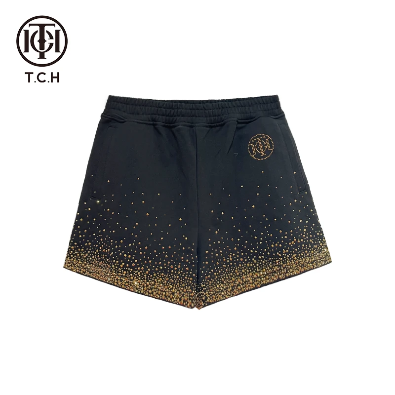 TCH轻奢烫钻亮闪工艺时尚百搭休闲气质短裤女T69B21E6007私服tch