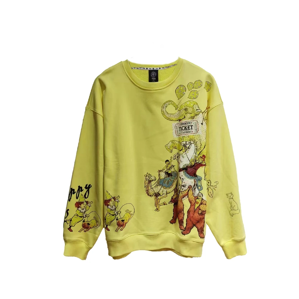 奥莱-TCH小王子大象骆驼熊人烫钻衣服黄色圆领卫衣T72A11E6003