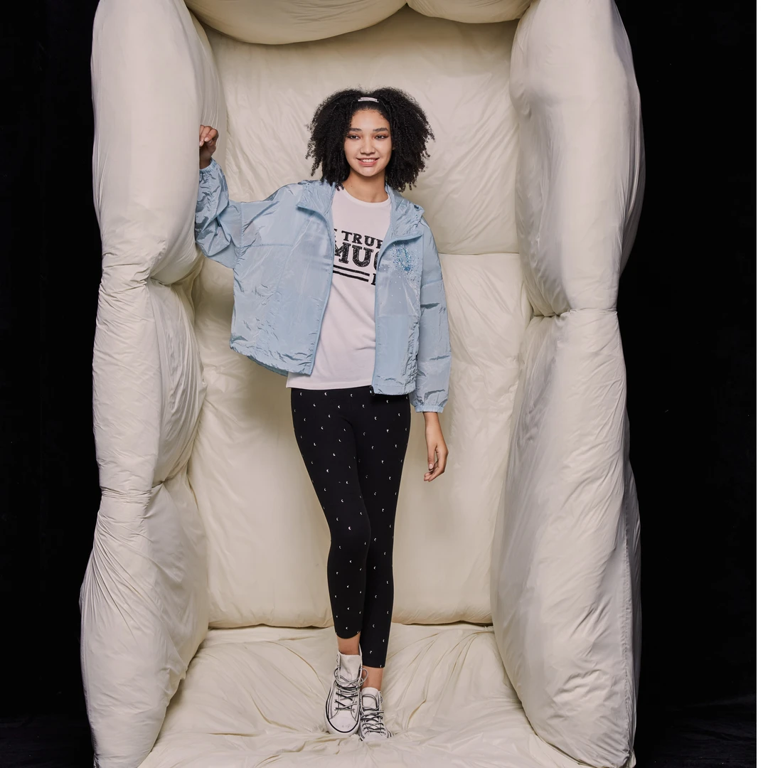 TCH潮牌烫钻时尚设计师休闲百搭夏季短款蓝色风衣外套T69B17E6013