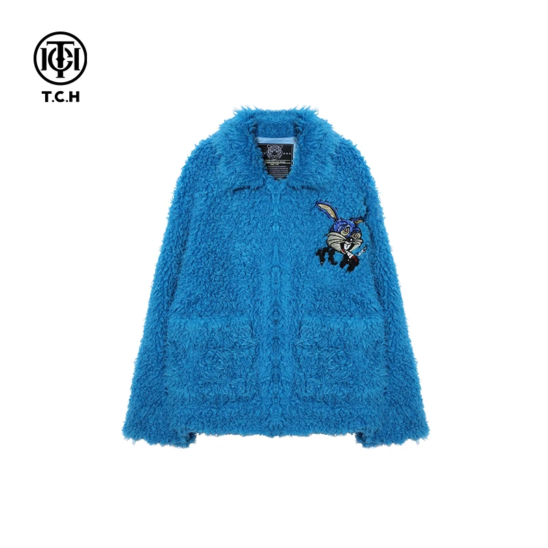 轻奢-TCH潮牌彩钻精灵兔时尚百搭冬季休闲宽松毛毛外套T66D276051