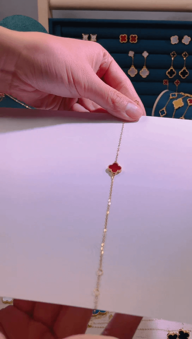 【闪购商品】玛瑙/玉髓手链18K金镶嵌红玛瑙10mm单花手链