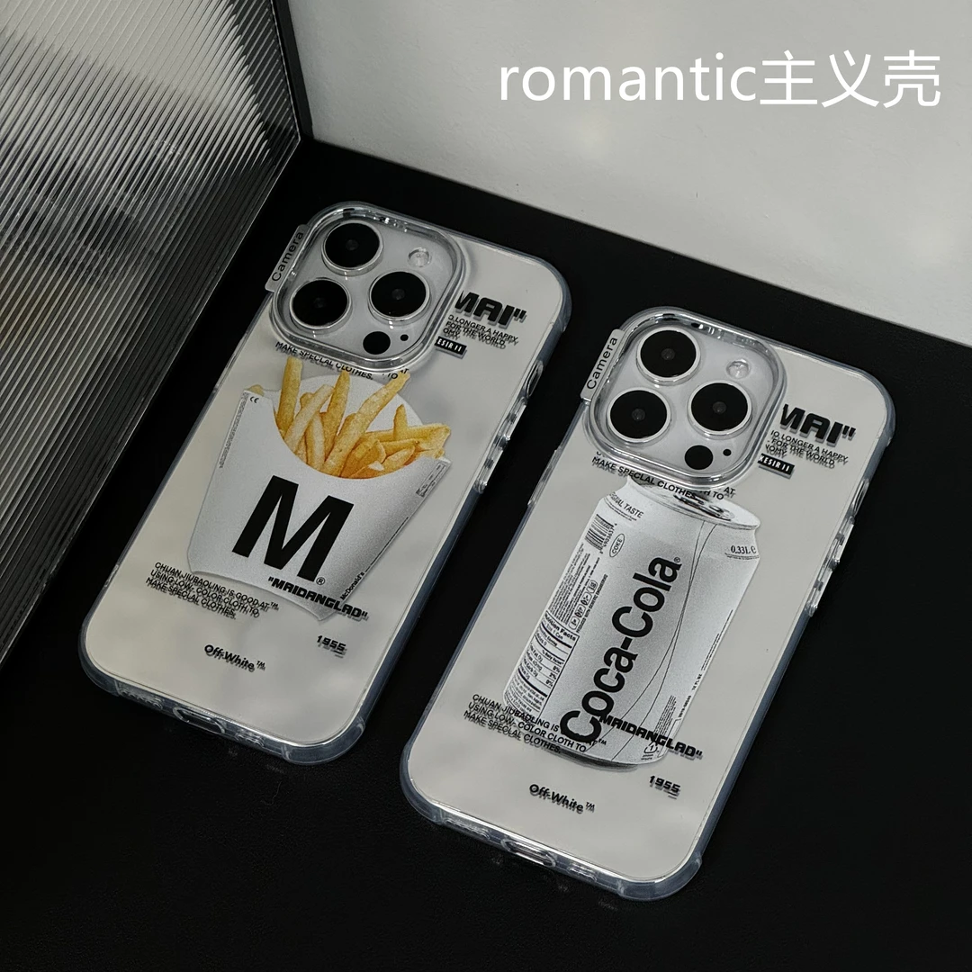 手机壳适用于苹果15pro英文可乐14/13防摔高级感12小众11折纸纹壳