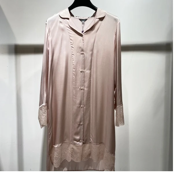 亲肤柔软舒适睡袍女士长袖中长款时尚气质宽松轻奢设计师