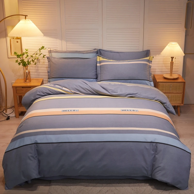 新品加厚斜纹棉四件套亲肤高支高密床上用品【枕套部位随机裁剪】