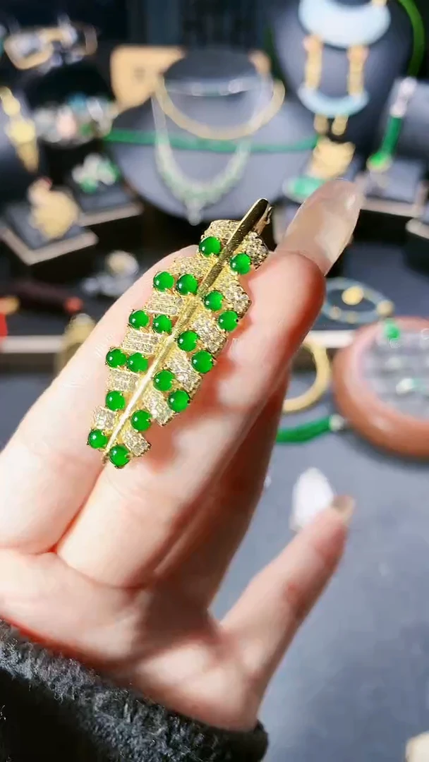 【闪购商品】翡翠耳饰银S925镶嵌发夹