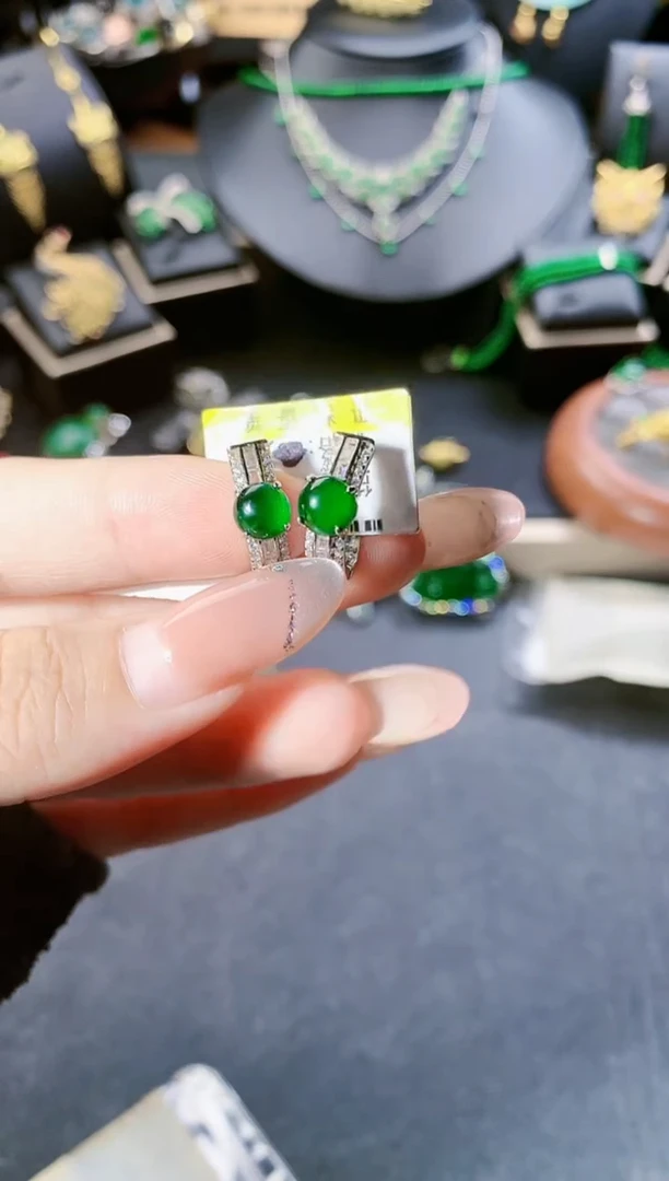 【闪购商品】翡翠耳饰银S925镶嵌耳饰