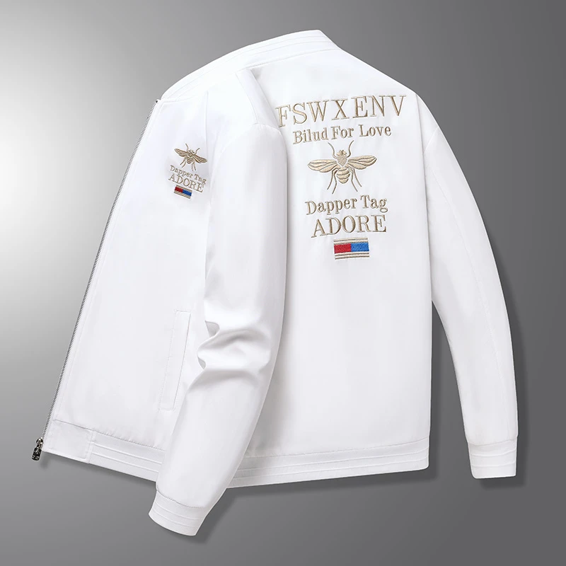 春秋季新款男士外套休闲加棉刺绣夹克男青年学生韩版潮流衣服