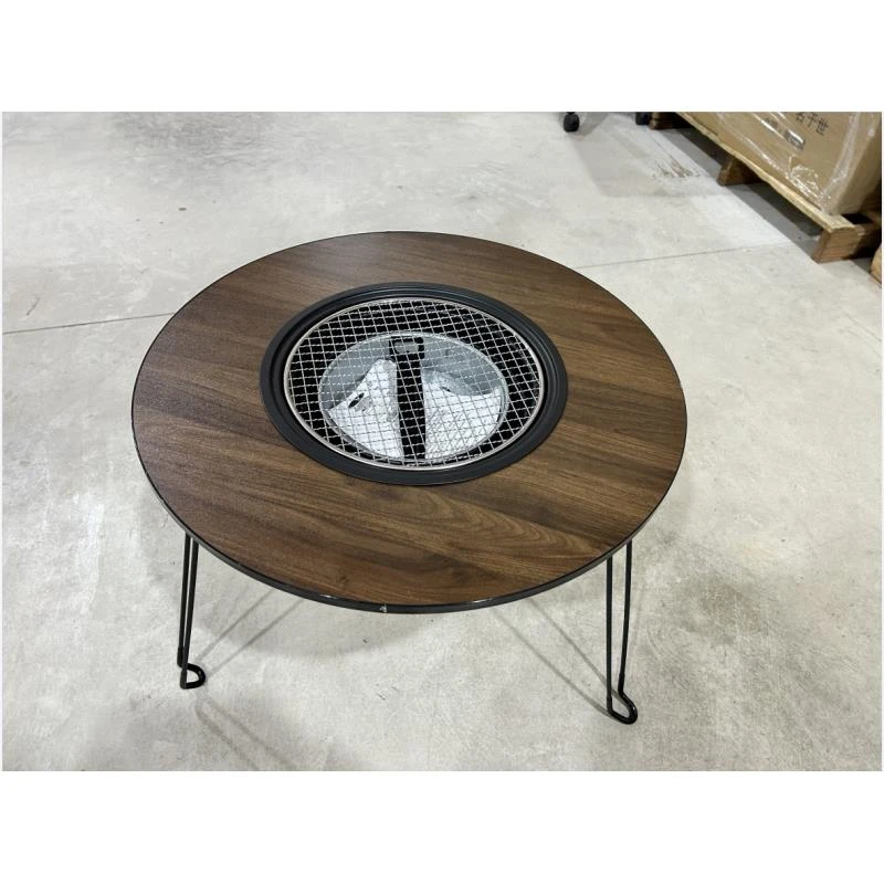 户外野营易拆卸便携取暖置物大桌面加厚全包边桌面烧烤木纹围炉桌