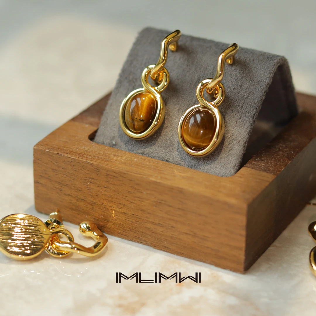 合金耳饰 【波旁】虎眼黑瑙可拆卸吊坠两戴法式高级感轻奢耳钉M168