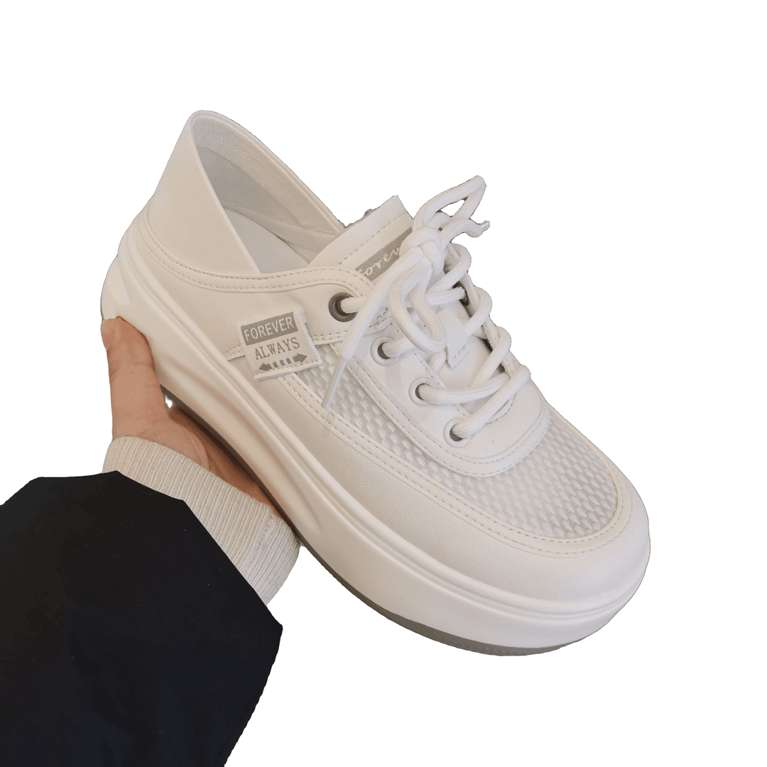 新款1308板鞋女春季新款休闲风低跟平底圆头系带舒适小白鞋