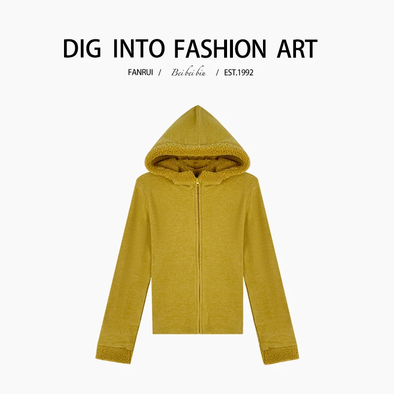 【泛芮】毛领设计感连帽卫衣女立领百搭轻奢高级感上衣B12768