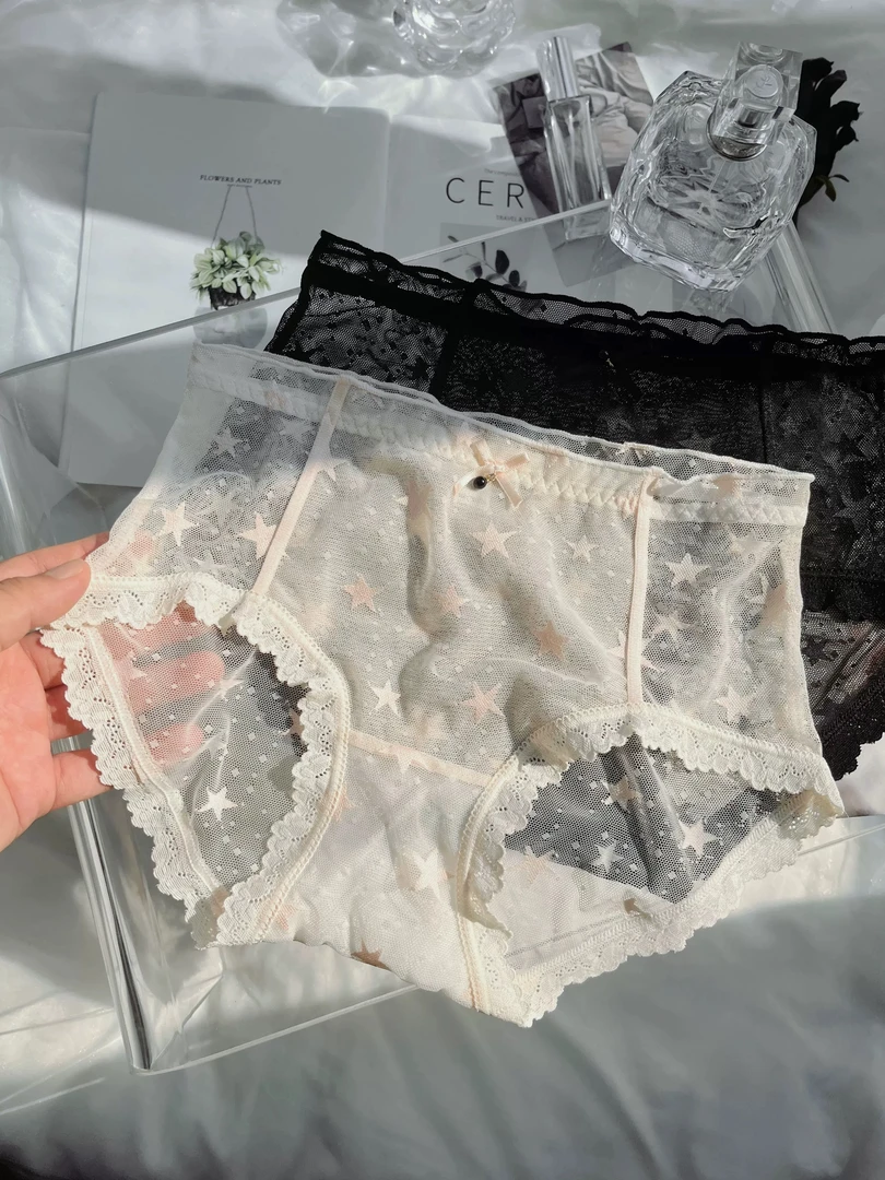 内裤女法式纯欲风薄臂性感舒适透气蕾丝2024新款中腰蝴蝶结三角裤