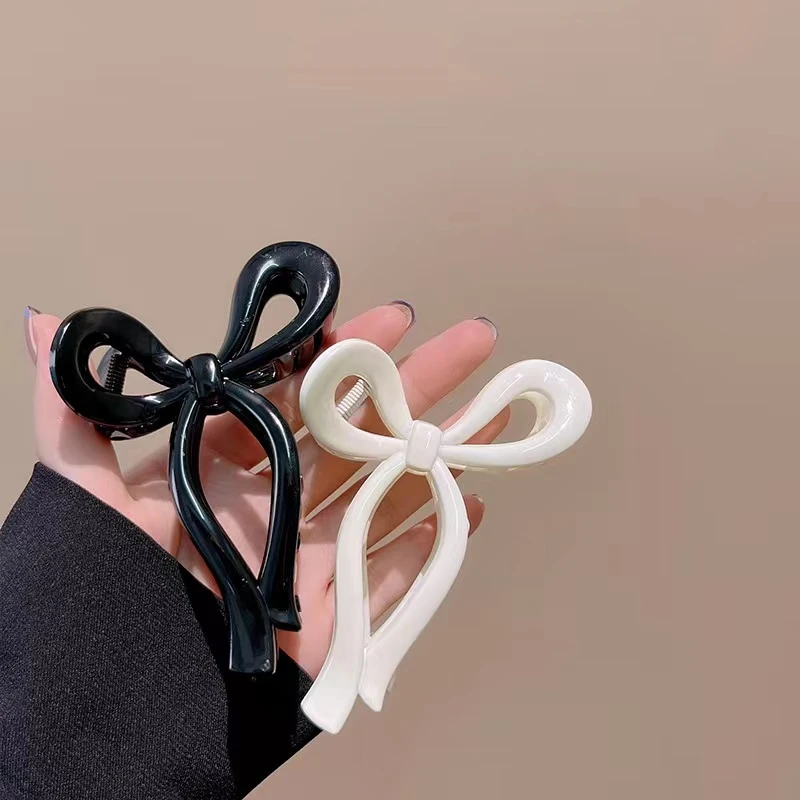 ins风网红蝴蝶结抓夹 黑白百搭抓夹后脑勺鲨鱼夹子气质黑色简约