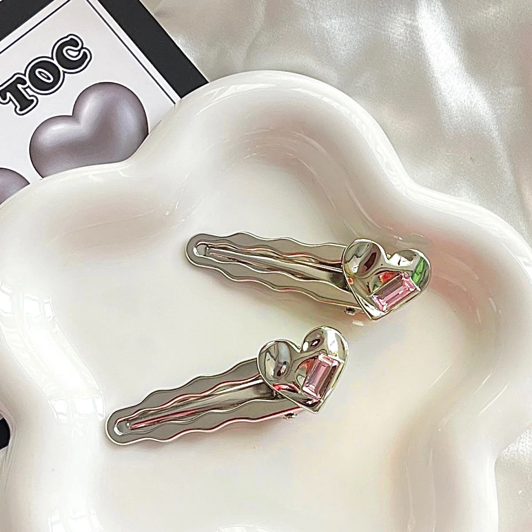 粉色爱心新款边夹 甜酷少女前额侧边洋气碎发头饰刘海侧边夹网红