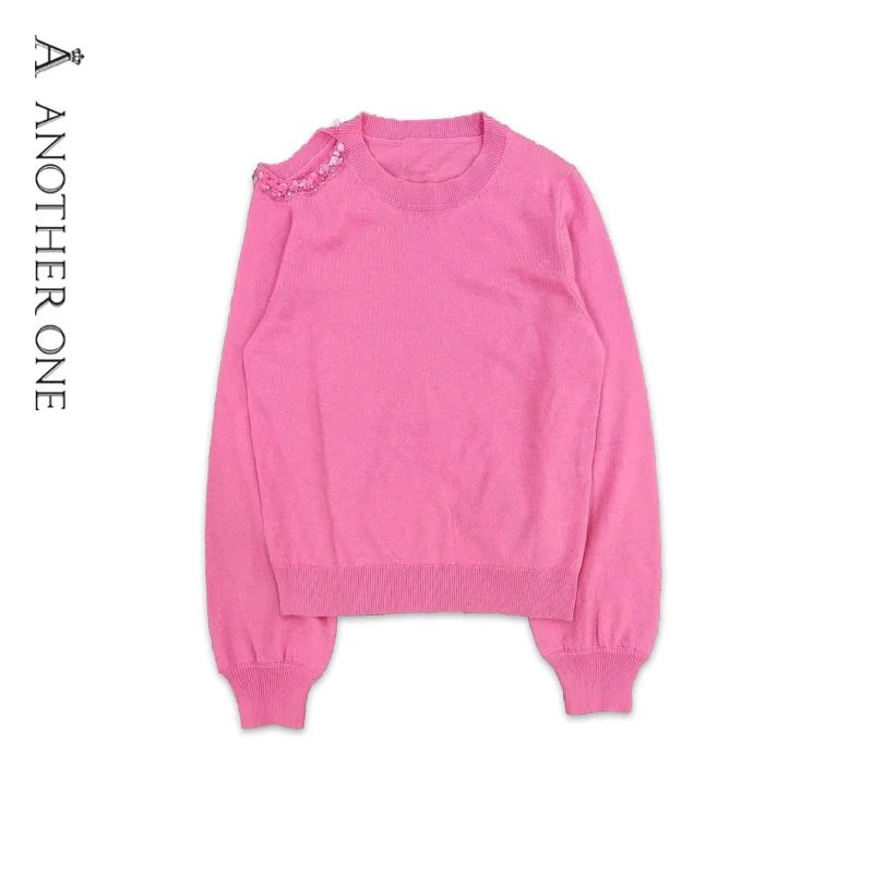 ANOTHER ONE简约百搭短款毛衣新款时尚露肩设计打底衫