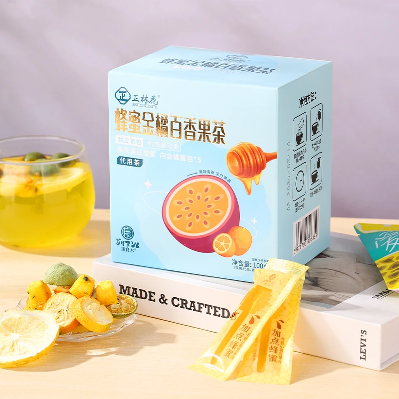 正林花蜂蜜金橘百香果茶手工早餐独立方便果味自然冲泡