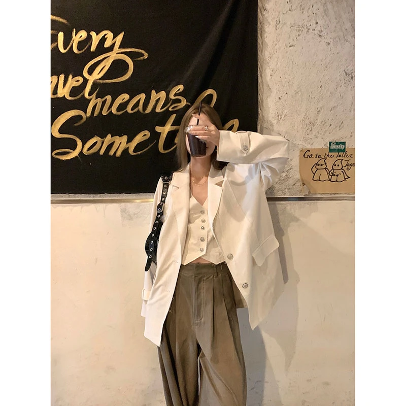 TA suki 休闲美学 又职场又休闲的西装小众高级米白色