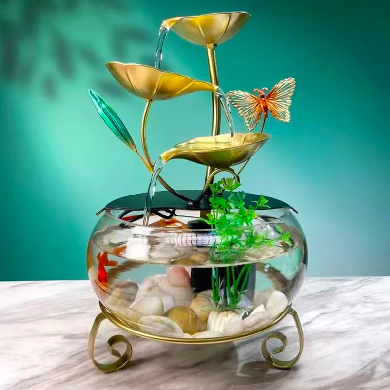 清仓限量全套高端通用送礼桌面摆件流水摆件鱼缸招财养鱼流水摆件