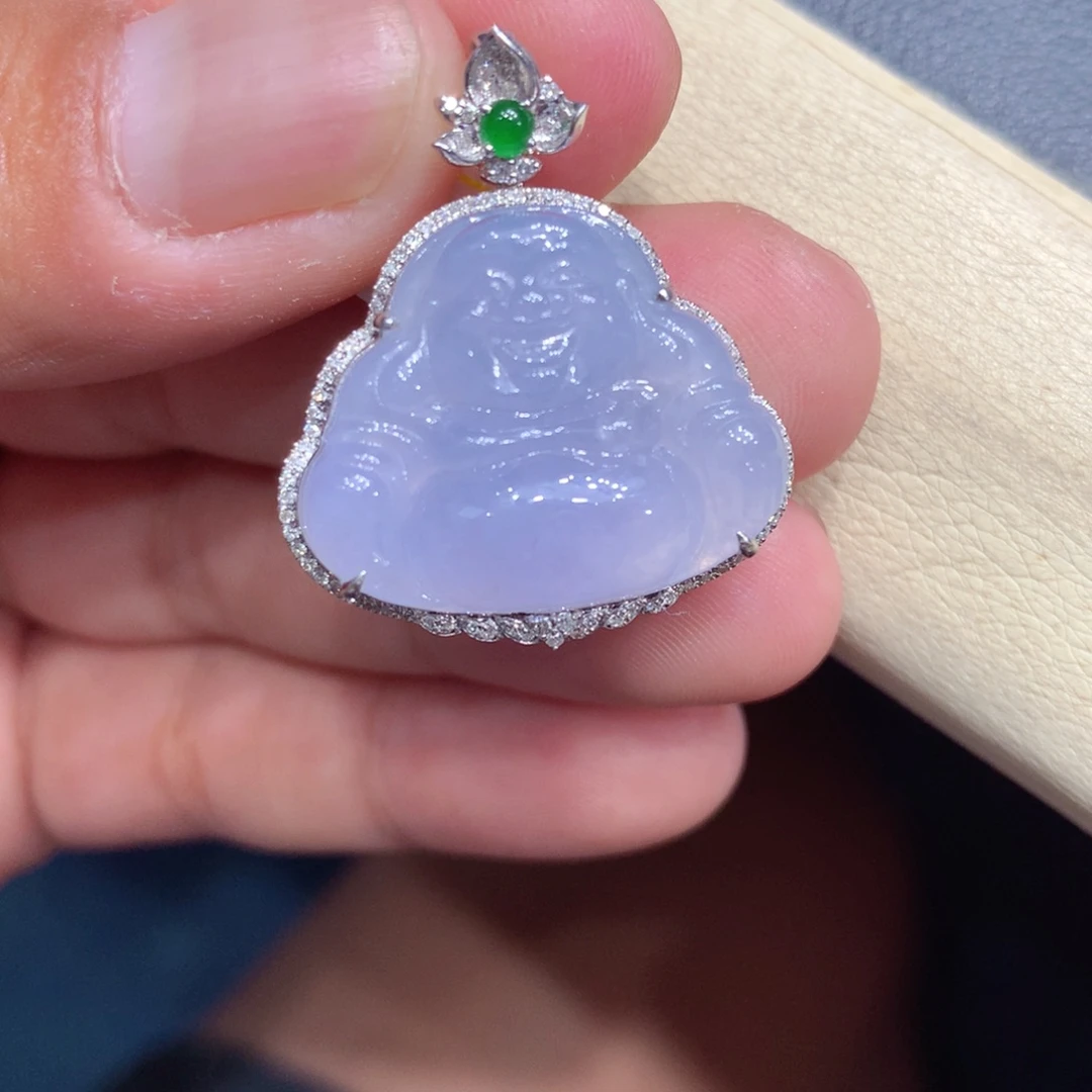 翡翠吊坠(赠链)18K金镶嵌