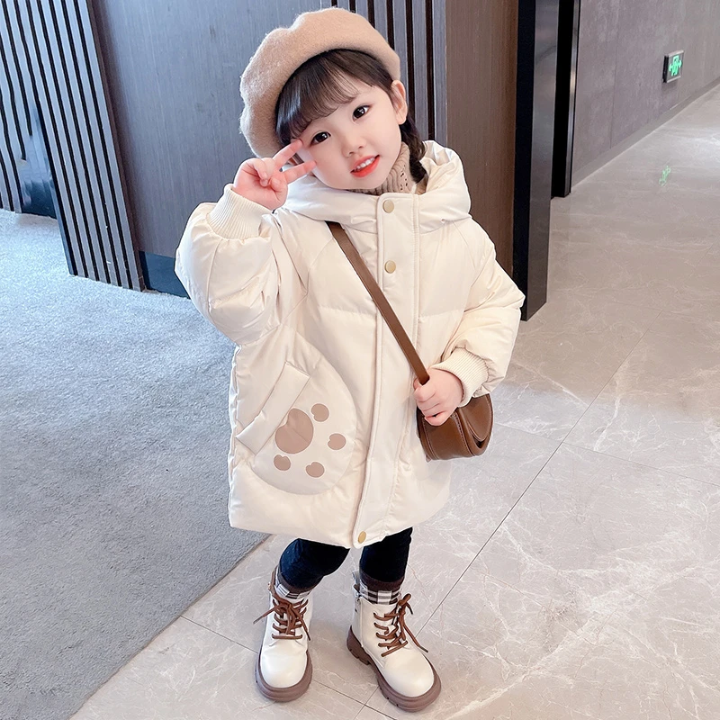 巴拉【商场同款】2025女童羽绒服加厚新款秋冬加厚中长款儿童白鸭