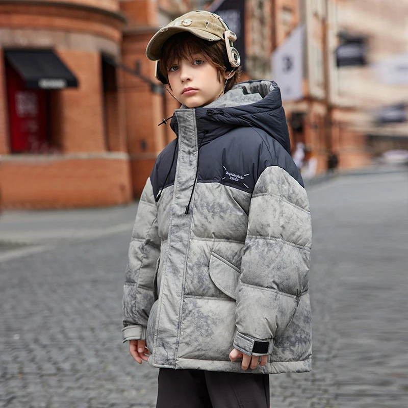 巴拉【商场同款】儿童羽绒服男童中长款童装加厚新款男孩洋气白鸭