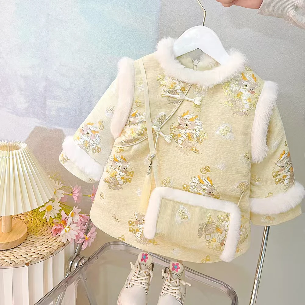 宝宝一周岁新年服儿童旗袍冬季加绒加厚新款唐装洋气中国风礼服装