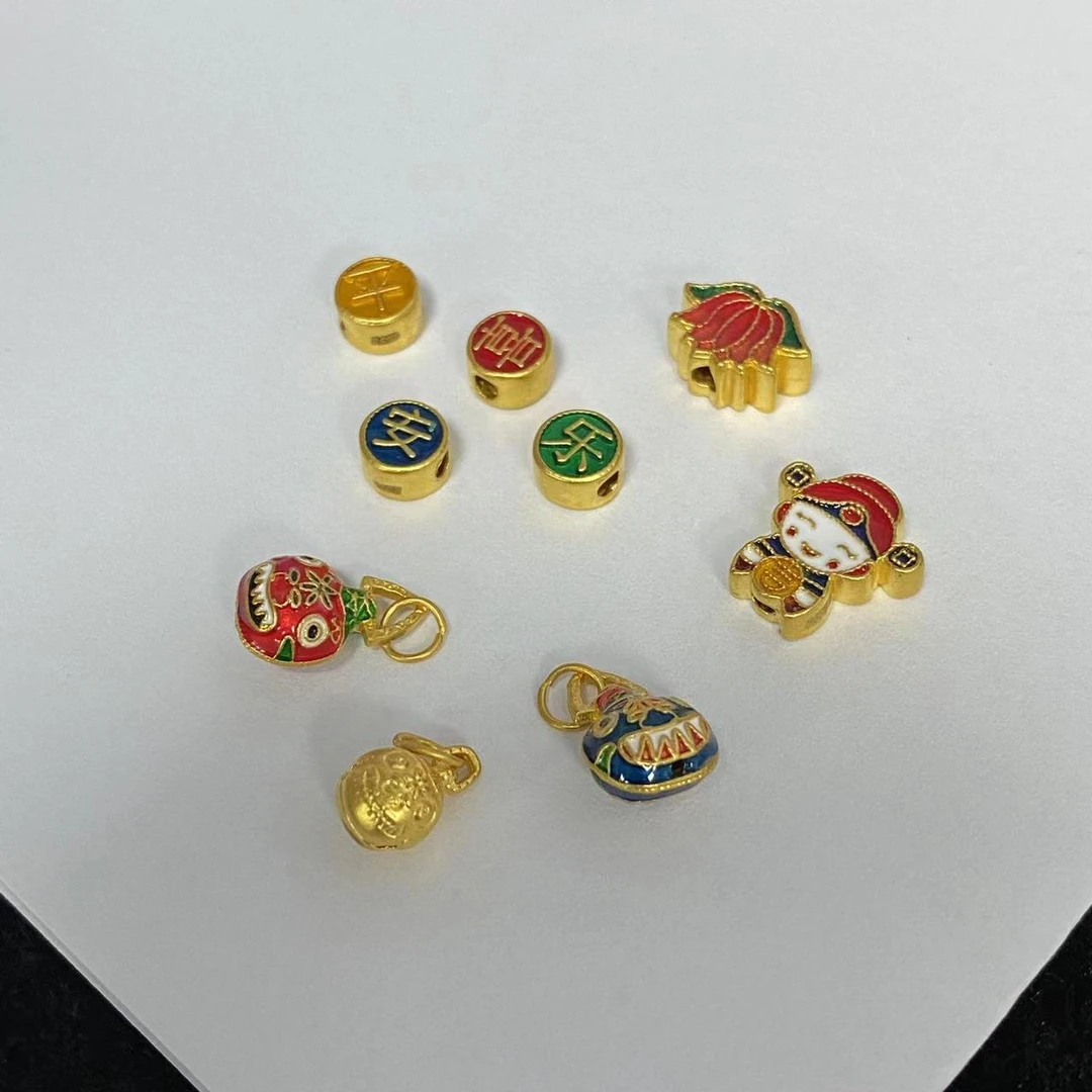 足金配件财神平安喜乐莲花吞金兽一家/ 选规格