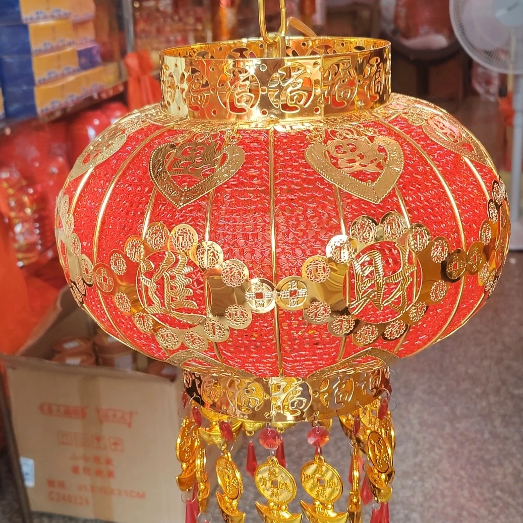 旋转合金喜庆灯笼 LED红光灯板 新中式阳台吊灯 婚庆乔迁新居灯笼