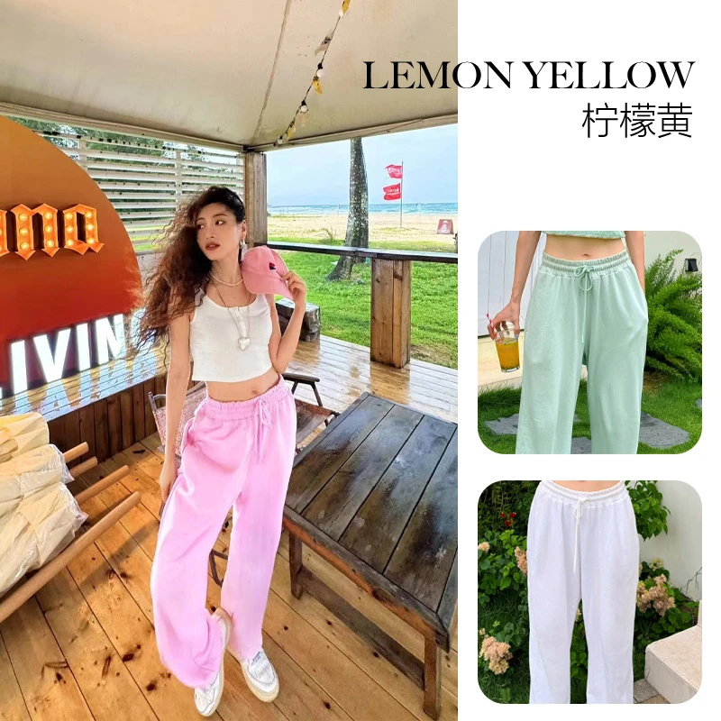 三色休闲裤高腰百搭夏季薄款宽松 L4A14
