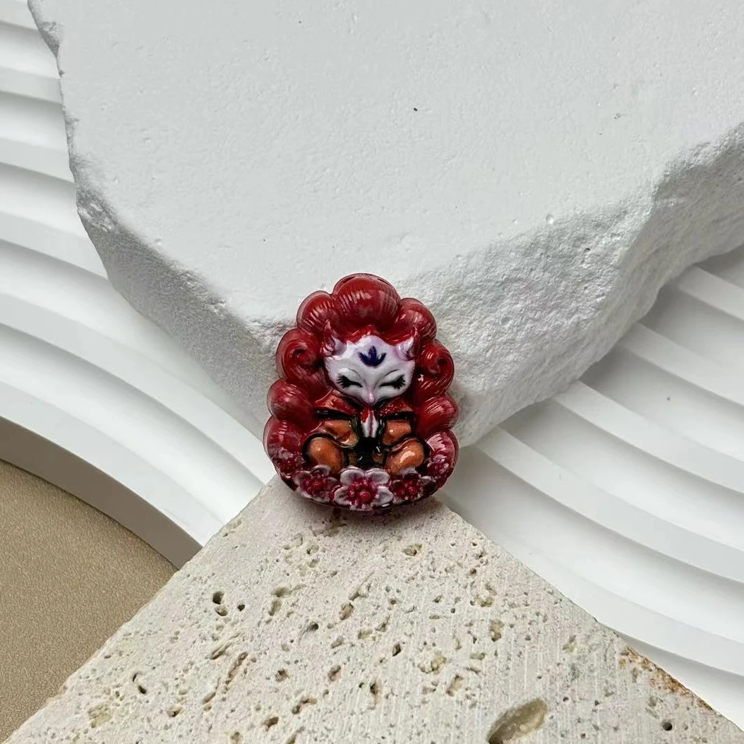 含辰砂工艺品辰砂凤九时尚精致彩绘吊坠项链