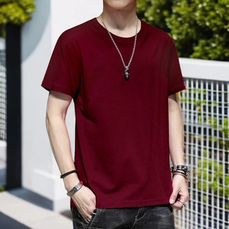 男士高档内外凉感2024新款短袖夏季休闲纯色标准运动百搭t恤衫男T