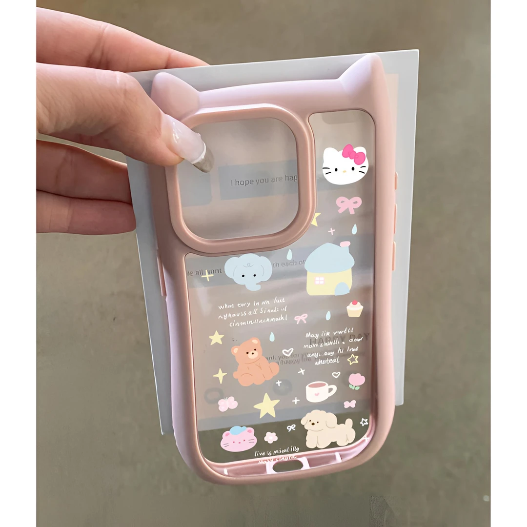 这家壳日韩KT猫耳朵适用苹果13/15手机壳iPhone14卡通12新款11女