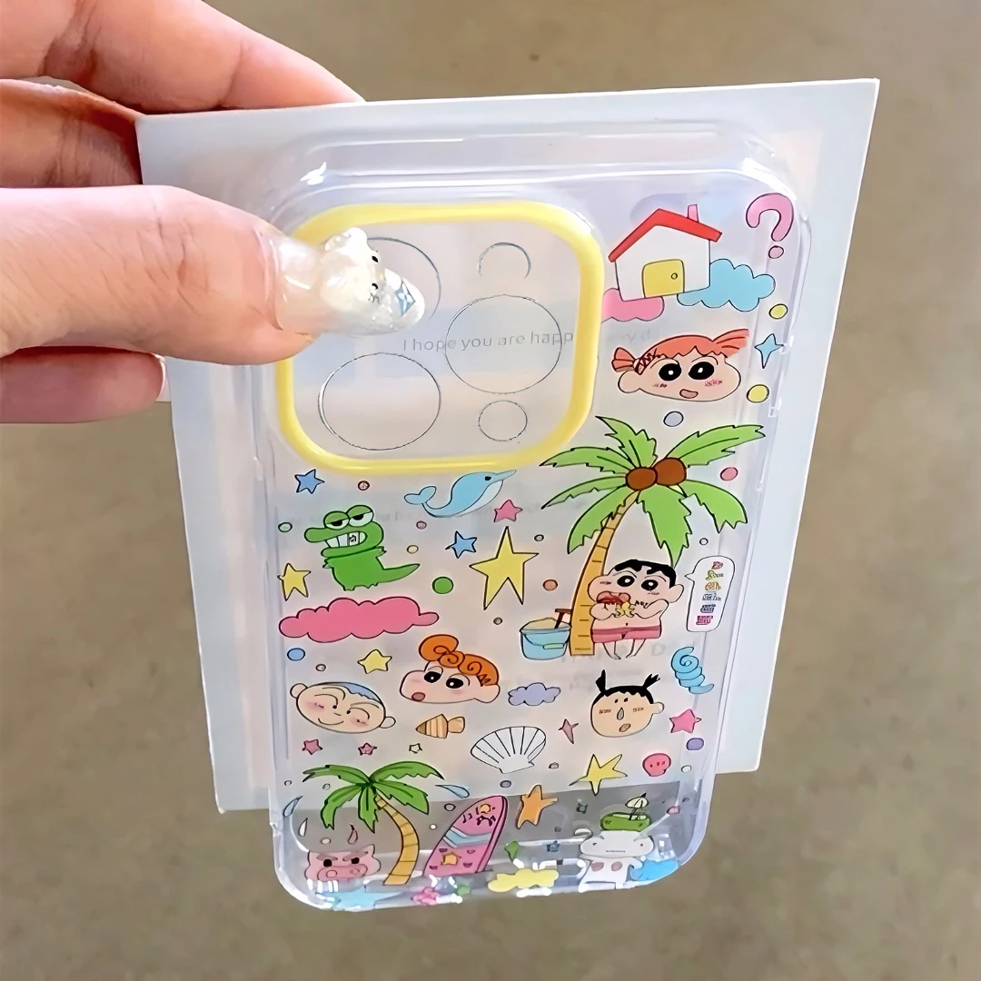 趣味壳夏日椰树小新适用苹果13手机壳iPhone1415华为vivo小米oppo