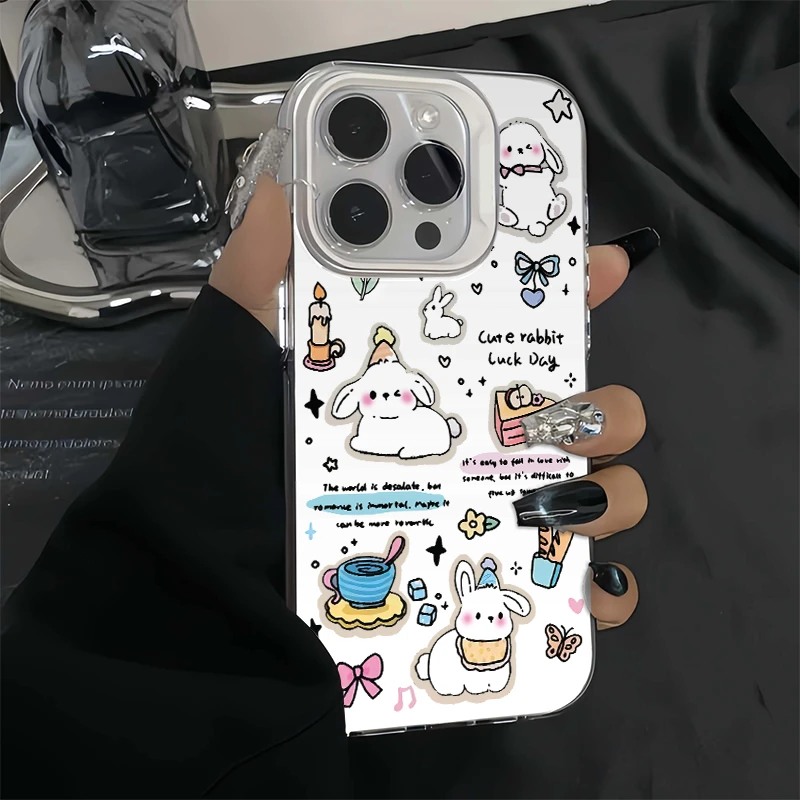 ins可爱甜品兔子适用苹果15手机壳iPhone13/14软华为vivo小米oppo