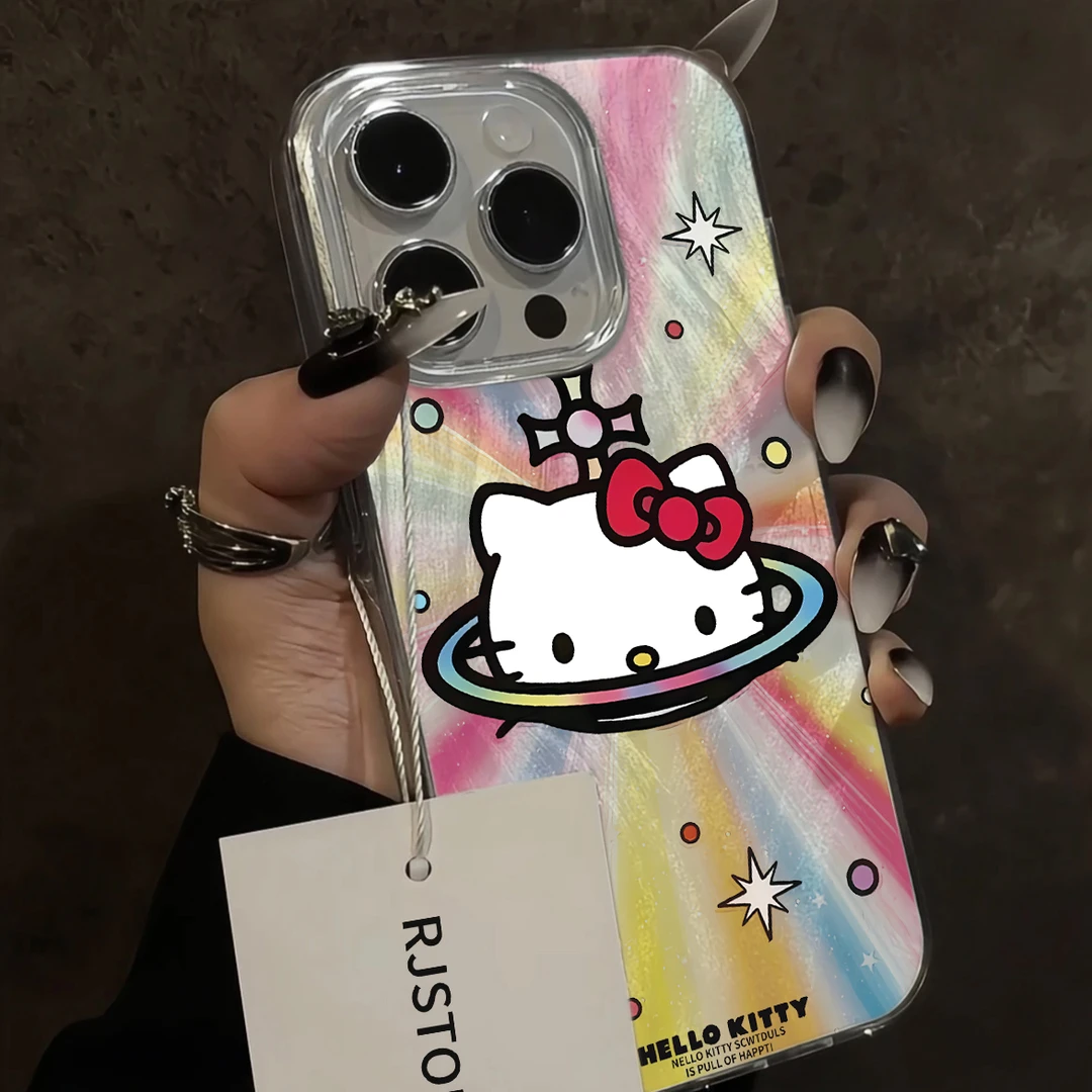 ins高级彩色极光KT适用iPhone15苹果14/13promax羽纱11手机壳12软