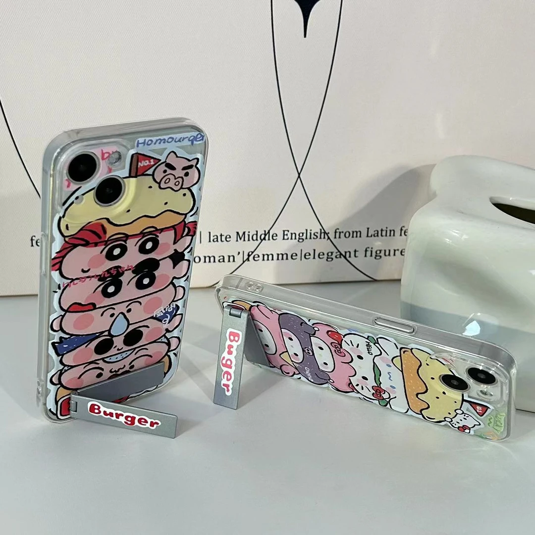 趣味壳情侣汉堡小新KT适用iPhone15苹果14手机壳华为vivo小米oppo