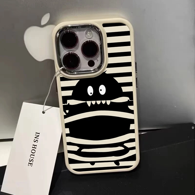 ins风条纹怪兽iPhone13promax手机壳12苹果14新款11小众XS潮XR软